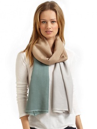 THE LOOKHand-made ombré designRaw edge endsTHE FIT28W X 71LTHE MATERIAL60% cashmere/40% silkCARE & ORIGINDry cleanImported