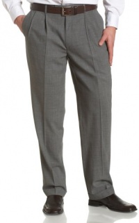 Louis Raphael LUXE Men's Washable 100% Wool Solid Pleated Hidden Extension Dress Pant,Grey,32x34