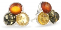 Sterling Silver Multi-color Amber Stud Earrings