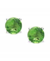 Celebrate your favorite month of the year with these August birthstone earrings by CRISLU. Stud earrings feature round-cut, peridot-colored cubic zirconias (3 ct. t.w.) set in sterling silver with a platinum finish. Approximate diameter: 1/4 inch.