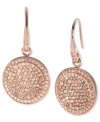 Round resplendence. This pair of drop earrings from Michael Kors, which are crafted from rose gold-tone ion-plated steel, dazzle with glass accents on the concave pendant. Approximate drop: 1 inch.