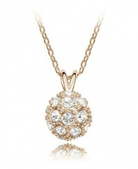 Fashionable Gold Tone Swarovski Crystal Disco Ball Beads Charm Pendant Necklace