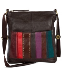 Urban-cool with a go-anywhere attitude, this colorblocked crossbody from The Sak will showcase your standout style. Soft leather is accented with antiqued brass hardware and stud accents, for a look that's altogether on-trend.