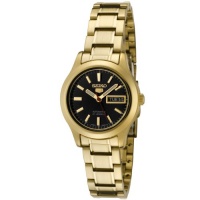 Seiko Women's SYMD96 Seiko 5 Automatic Black Dial Gold-Tone Stainless Steel Watch