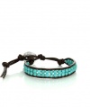 Trendy and Chic New Turquoise Two Layers Beads 1x Wrap Genuine Leather Bracelet, Beautiful for Everydaywear--Includes Gift Box, Makes a Great Gift,