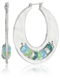 Kenneth Cole New York Urban Sea Glass Faceted Bead Sculptural Hoop Earrings