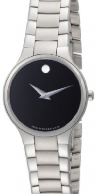 Movado Women's 0606383 Serio Stainless-Steel Black Round Dial Watch