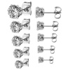 5 Pair(3,4,5,6,7mm) Round Cz 316l Stainless Steel Clear Cz Stud 6 Prong Earring Set