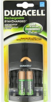 Duracell Value Charger With 2AA Pre Charged Rechargeable NiMH Batteries, CEF14X2 (Packaging May Vary)