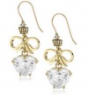 Juicy Couture CZ Crystal Heart & Bow Love Story Drop Earring Gold YJRUS644