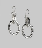 Textured links, large and small, form a bold drop design. Sterling silver Drop, about 2¼ Ear wire Imported