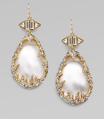 From the Lucite Collection. An elegant design featuring goldtone vines encrusted with Swarovski crystals framing a beautiful, hand-crafted teardrop-shaped lucite stone. GoldtoneSwarovski crystalsHand-crafted luciteDrop, about 2½14k gold French wire backMade in USA