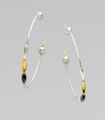 From the Spring Collection. Elegant hoops are strung with beads of 24k yellow gold and white and blackened sterling silver.24k yellow gold Sterling silver Length, about 2 Post back Imported