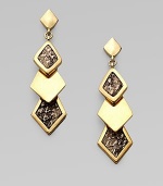 A chic design with a drop of three graduated diamond shapes. 14k goldplated white metal alloy Snake skin inlays Drop, about 2¼ Post back Made in USA 