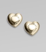 Gleaming and graceful, these domed hearts are etched with the designer's signature.Palladium and rhodium-plated brass Width, about ½ Sterling silver post back Imported