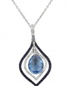 Effy Jewlery 14K White Gold Blue Topaz & Diamond Pendant, 7.69 TCW