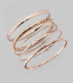 Sterling silver and 18k gold are beautifully blended in a slender hammered bangle with rich texture and a warm finish of 18k rose goldplating. An alloy of 18K gold and sterling silver plated with 18K rose gold Diameter, about 2½ Imported Please note: Bracelets sold separately.