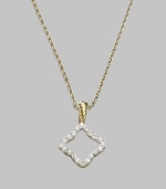 From the Cable Collectibles Collection. A diamond outlined in diamonds, set in 18k gold and connected to a graceful gold chain by a gold cable bale. Diamonds, 0.13 tcw 18k yellow gold Adjustable chain length, 16-18 Pendant width, about ½ Lobster clasp Imported