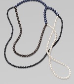 From the Night Blue Collection. This versatile piece features multi-colored strands of pearlized glass beads in an artfully asymmetrical style. Length, about 56½ Slip-on style Imported 