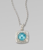 EXCLUSIVELY AT SAKS.COM. Add a little color with this pavé crystal embellished blue ceramic accented cubic zirconia doublet stone design on a link chain. CrystalsBlue ceramic accented cubic zirconiaRhodium-plated brassLength, about 16 to 18 adjustablePendant size, about ½Lobster clasp closureImported 