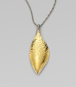 From the Palu Collection. An exquisitely, radiant 22k gold and sterling silver piece with an elegant, hammered texture detail on a sterling silver link chain. 22k goldSterling silverLength, about 30Pendant size, about 2¾Lobster clasp closureImported 