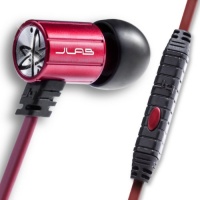 JBuds J4M Rugged Metal In-Ear Earbuds Style Headphones with Mic and Travel Case (Black/Red)