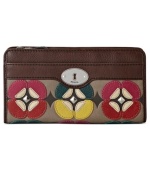 Fossil gives a nod to '70s flower power fashion with this irresistible applique clutch. Rich leather is adorned with flirty floral accents, while the pocket-lined interior stows your stash without a worry.