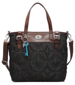 Whether you're running errands around town or dashing off for a weekend away, bring along this Fossil carryall that fits all your travel must-haves, and more. The quilted exterior is exquisitely stitched in a floral pattern and accented with soft leather and vintage-inspired hardware, for an altogether laid-back look.