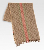 GG-pattern scarf in fine wool with web detail and micro-fringe at the ends. 13.8 X 70.9 Wool Dry clean Made in Italy 