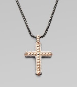 From the Alchemy in the UK Collection. A bold cross pendant of sterling silver, textured, studded and finished with rose goldplatng and black rhodium-plated accents, on a chunky chain of oxidized silver.Sterling silverRose goldplated and rhodium plated accentsChain length, about 24Pendant length, about 1½Lobster claspImported