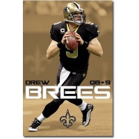 New Orleans Saints (Drew Brees with Football) Sports Poster Print - 22x34 Poster Print, 22x34 Poster Print, 22x34