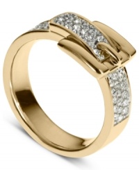 Buckle up for fierce fashion. This stylish ring from Michael Kors flaunts a belt-inspired design embellished with pave accents. Crafted in gold tone mixed metal. Sizes 7 and 8.