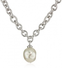 Majorica 18mm White Baroque Pearl on Metal Pendant Necklace, 17