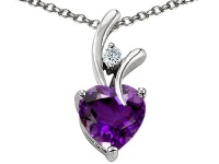 Original Star K(tm) Heart Shape 8mm Genuine Amethyst Pendant in .925 Sterling Silver