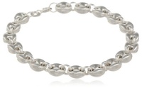 Sterling Silver Puffy Oval Link Bracelet, 7