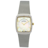 Skagen Women's 396XSGS Crystal Accented Mother of Pearl Mesh Watch