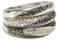 Judith Jack Impact Silver Sterling Silver, Marcasite, and Crystal Stack Rings, Size 7