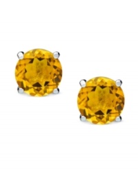 Celebrate your favorite month of the year with these November birthstone earrings by CRISLU. Stud earrings feature round-cut, citrine-colored cubic zirconias (3 ct. t.w.) set in sterling silver with a platinum finish. Approximate diameter: 1/4 inch.