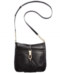 Petite and posh with a surprisingly spacious interior, this hands-free design from Calvin Klein is perfect when you're on-the-go. Crafted from soft leather with golden hardware and chain-link detailing, it's ideal for work, weekends, or whenever.