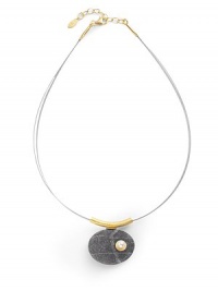 THE LOOKSterling silver cableFreshwater pearl accented natural Mediterranean stone on a 22k goldplated sterling silver fixed baleLobster claspTHE FITChain, about 16½ to 18 adjustablePendant, about 1¼ longTHE MATERIALSterling silverNatural Mediterranean stoneFreshwater pearl22k goldplated sterling silverORIGINImported