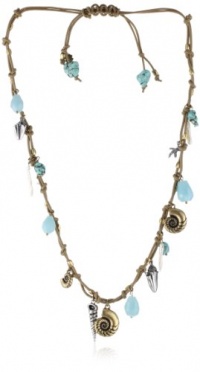 Lucky Brand Capri Silver with Gold-Tone Leather Charm Necklace