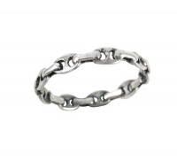 Sterling Silver Link Chain Design Ring, Size 7