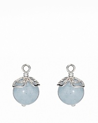 Aquamarine beads capped with delicate sterling silver are beautiful charms to complement PANDORA french wire and hoop earrings.