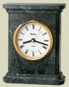 Bulova Stonington Table Clock - Genuine Marble Case - Gold Tone Bezel