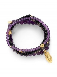 THE LOOKSet of four beaded braceletsOwl charmAmethyst, agate and onyx stones22k goldplated vermeil sterling silver charm accentsElastic pull-on styleTHE MEASUREMENTWidth, about 2.5ORIGINMade in USA of imported materials