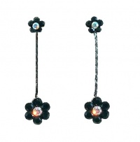 Earrings - Crystal Flower Drop ~ Jet (Black) (FB64)