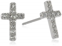 Judith Jack Mini Items Sterling Silver, Crystal Cross Earrings