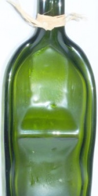 Upcycled, Melted, Slumped Green Wine Bottle Dual Condiment