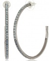 Judith Leiber Jewelry Single Row Pave Swarovski Crystal Gunmetal and Ombre Hoop Earrings