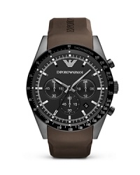 This Emporio Armani piece works hard with a versatile style that goes on-and-off the clock, crafted of a stainless steel case with a bold strap as a sporty counterpart.